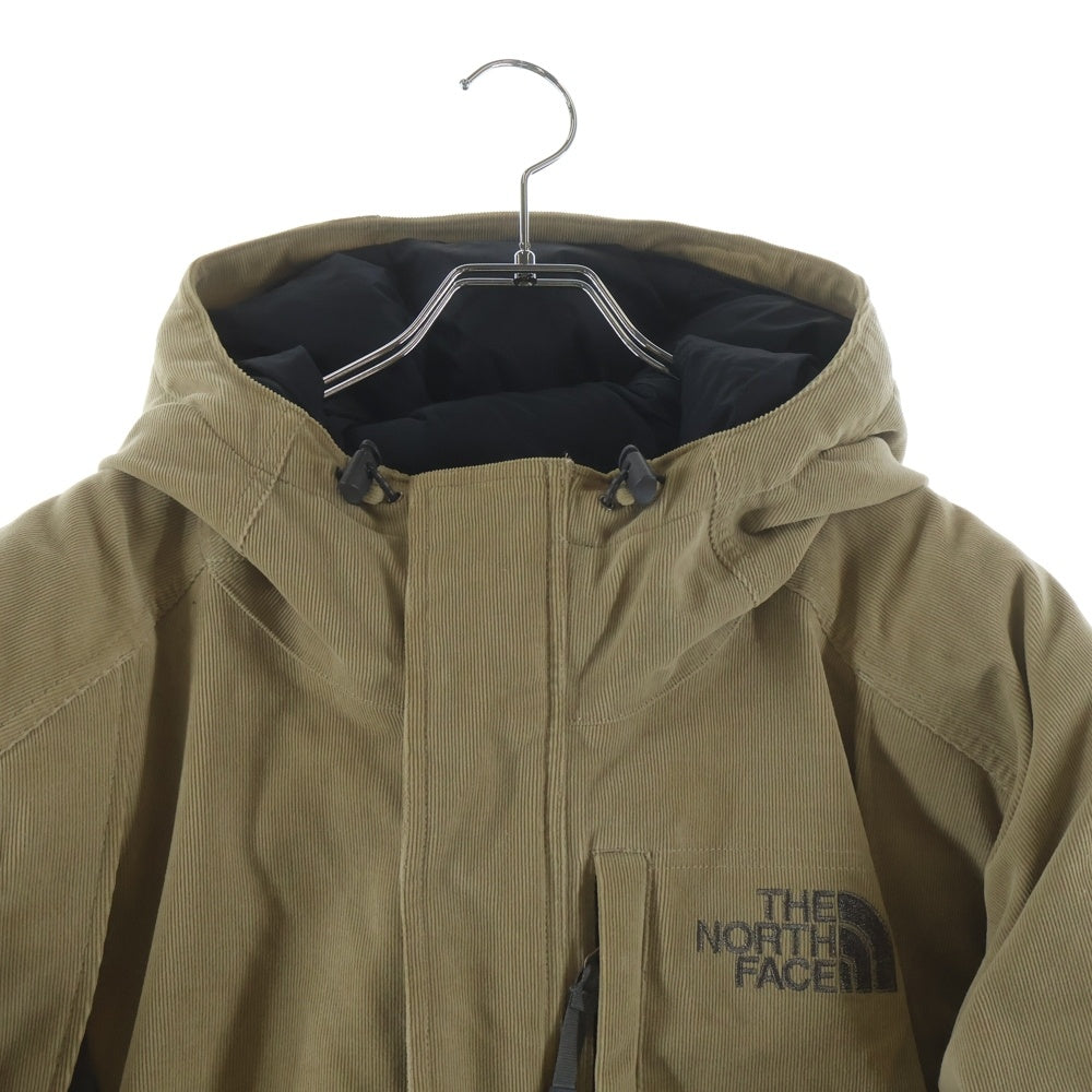 THE NORTH FACE(ザノースフェイス) ロゴ刺繍 フーデッドコーデュロイダウンジャケット ベージュ ND00358