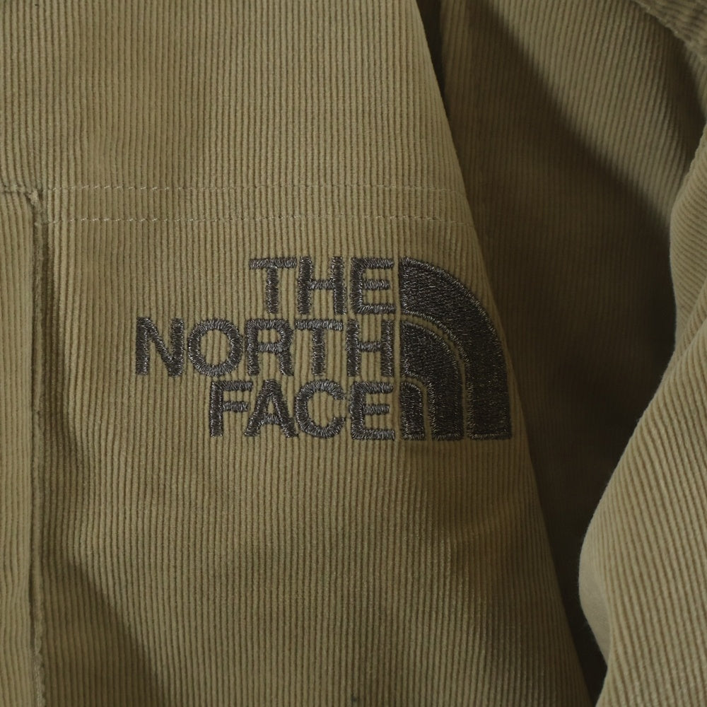 THE NORTH FACE(ザノースフェイス) ロゴ刺繍 フーデッドコーデュロイダウンジャケット ベージュ ND00358