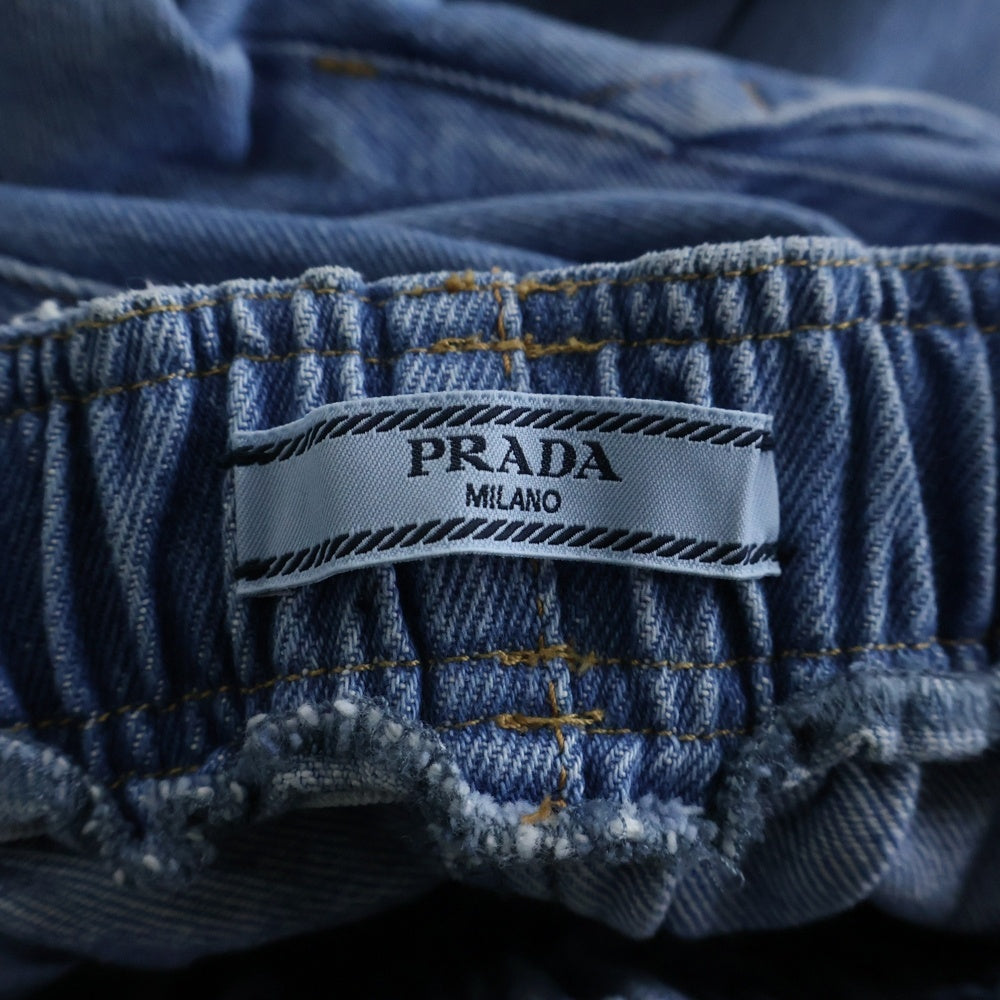 PRADA(プラダ) トライアングルロゴプレート ウォッシュ加工 デニムパンツ ジーンズ インディゴ レディース