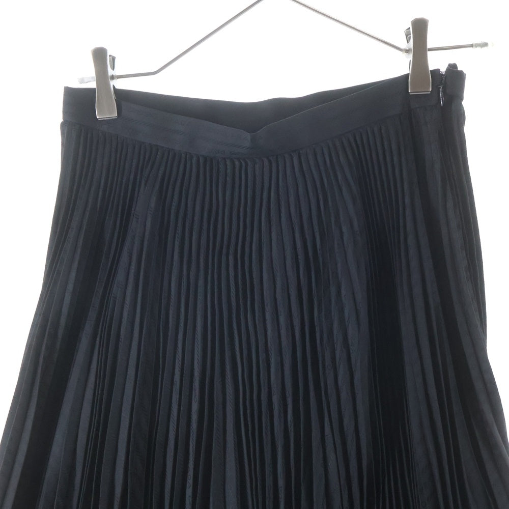 PRADA(プラダ) 22AW ロゴ総柄 ペチコート付プリントプリーツロングスカート ブラック P136U レディース