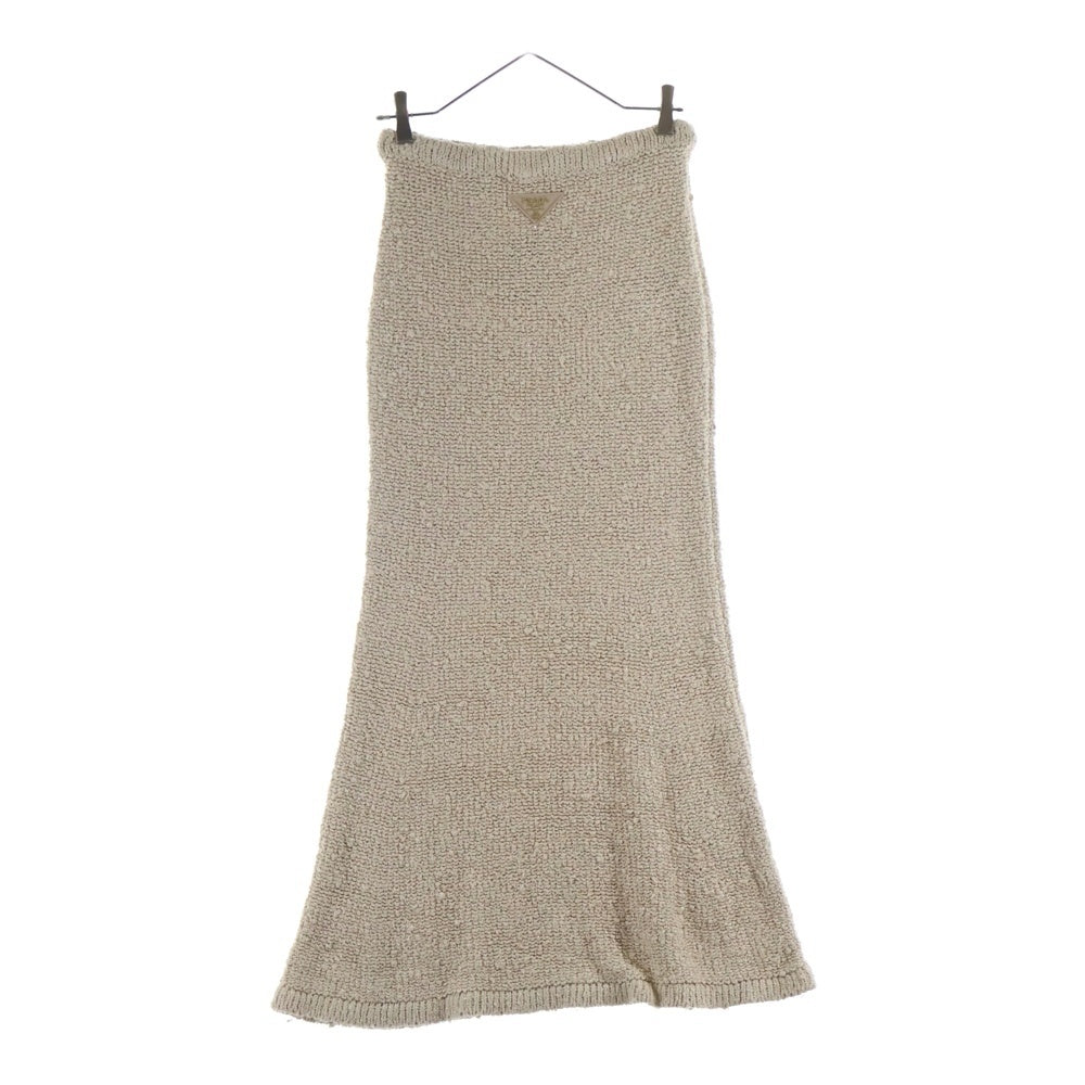 PRADA(プラダ) ブークレ シルクニット タイト ロング スカート ベージュ レディース