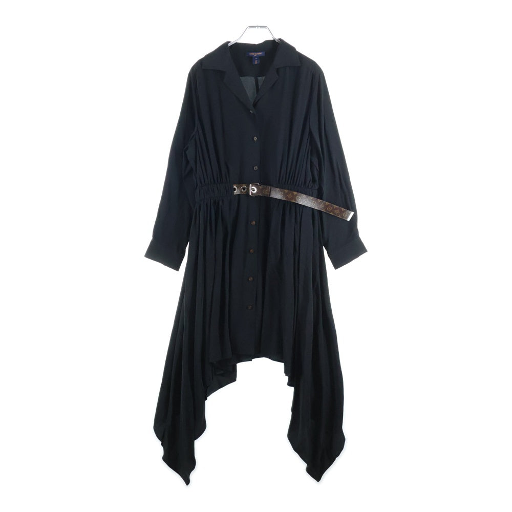 LOUIS VUITTON(ルイヴィトン) 24AW モノグラムベルト シルク シャツワンピース ブラック レディース RW242WW AKM FRDS32