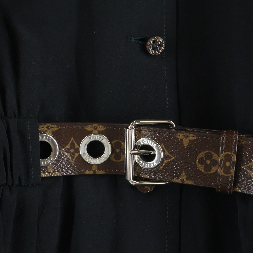 LOUIS VUITTON(ルイヴィトン) 24AW モノグラムベルト シルク シャツワンピース ブラック レディース RW242WW AKM FRDS32