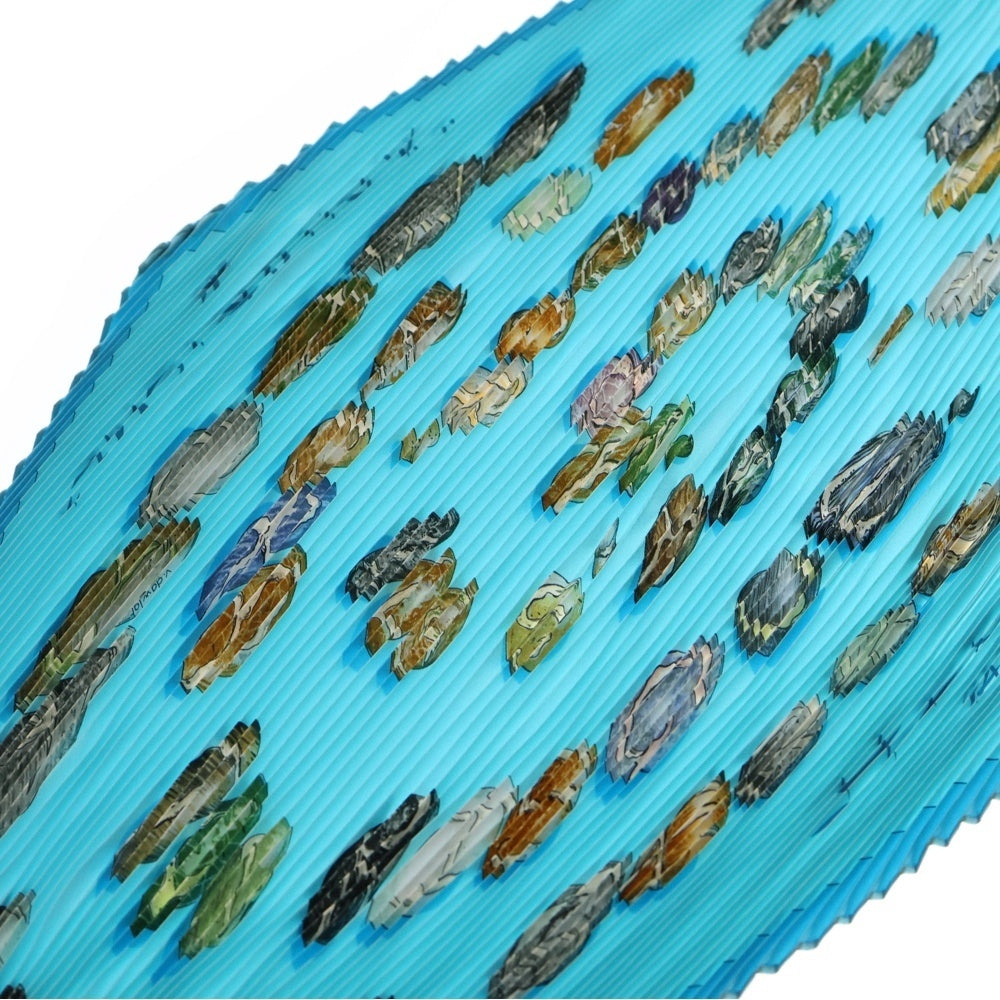 HERMES(エルメス) プリーツカレ Rocaille2 ロカイユ 貝殻 ブルー シルク スカーフ レディース