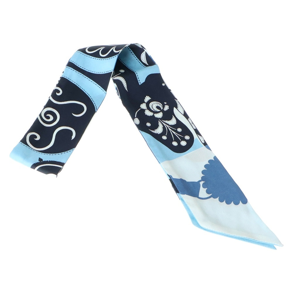 HERMES(エルメス) エルメス ツイリー フェスティバルカドリ ネイビー×ライトブルー レディース