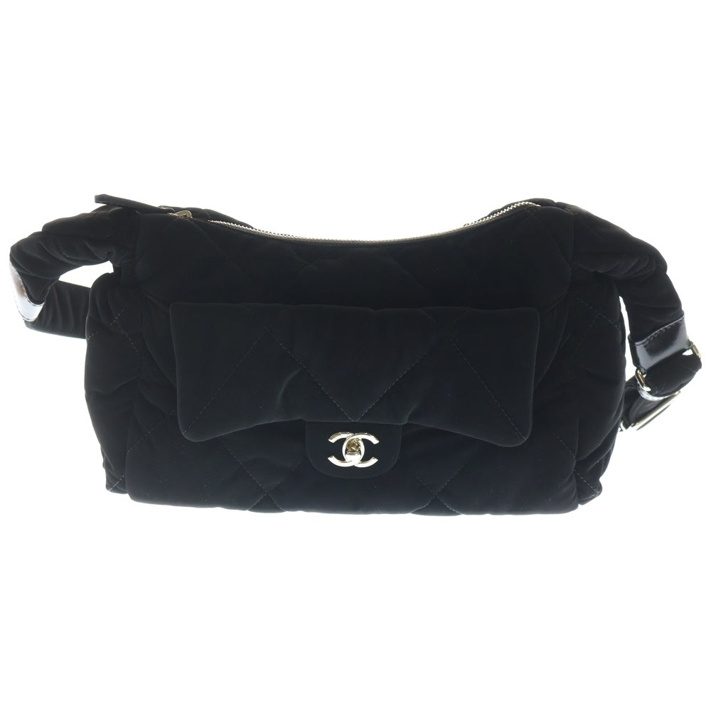 CHANEL(シャネル) ココ ネージュ コレクション ラージ ボーリング バッグ ブラック ナイロン ゴールド金具 レディース