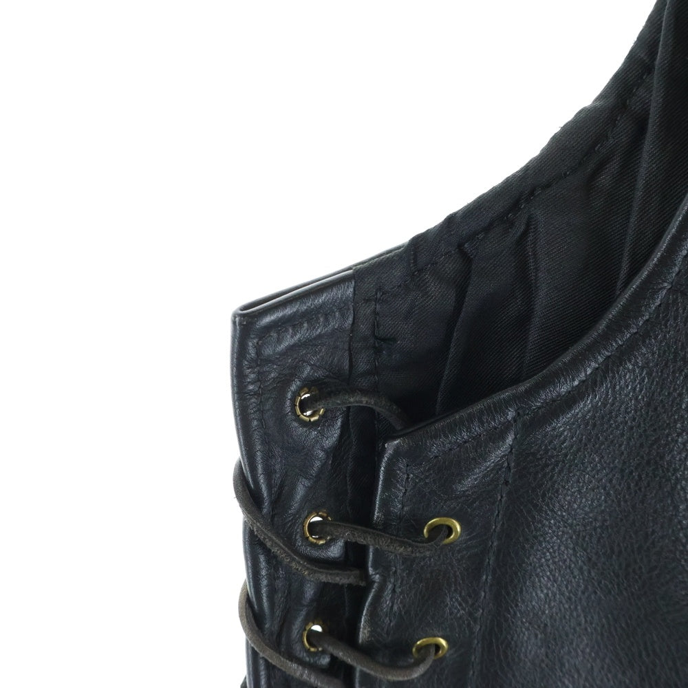 VANSON(バンソン) レザー レースアップ ジレ ベスト ブラック
