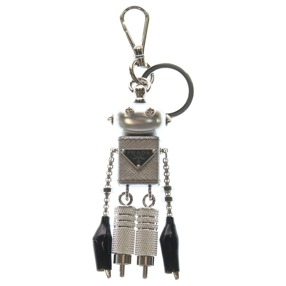 PRADA(プラダ) プラダ キーホルダー ロボット バッグチャーム サフィアーノレザー シルバー メタル 2TR102