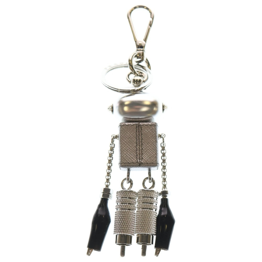PRADA(プラダ) プラダ キーホルダー ロボット バッグチャーム サフィアーノレザー シルバー メタル 2TR102