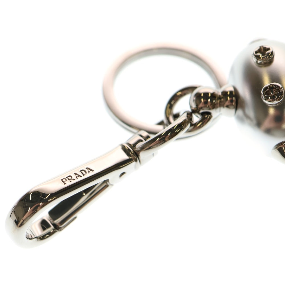 PRADA(プラダ) プラダ キーホルダー ロボット バッグチャーム サフィアーノレザー シルバー メタル 2TR102