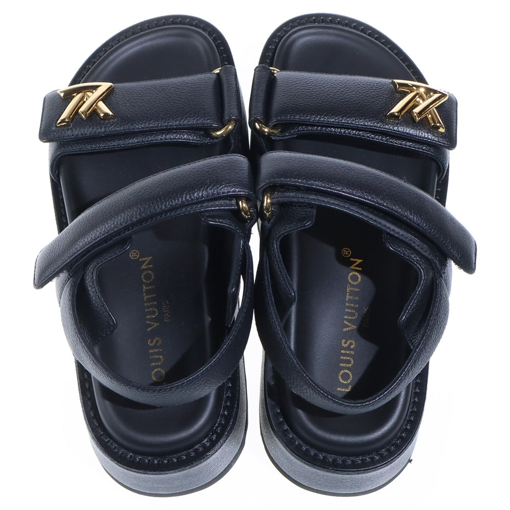 LOUIS VUITTON(ルイヴィトン) LVサンセット プラットフォームコンフォートレザーサンダル ブラック レディース