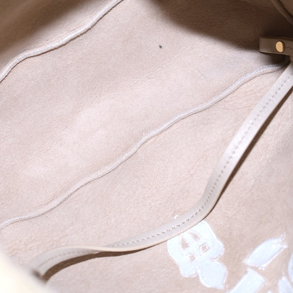 PRADA(プラダ) テリー SPUGNA スプーニャ ロゴ トートバッグ 2WAY ショルダーバッグ シアリング ベージュ×ホワイト 1BG130 ゴールド金具 レディース