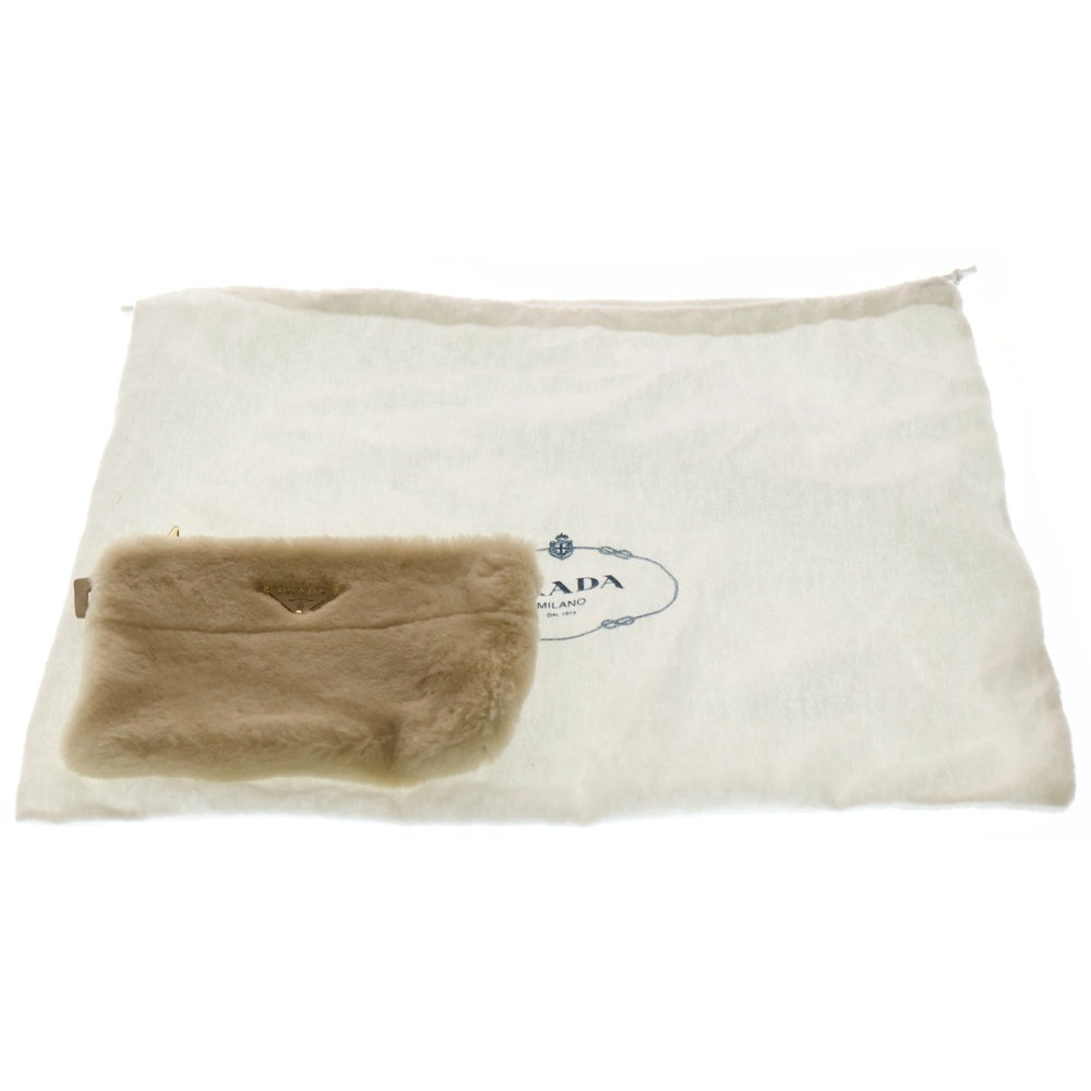 PRADA(プラダ) テリー SPUGNA スプーニャ ロゴ トートバッグ 2WAY ショルダーバッグ シアリング ベージュ×ホワイト 1BG130 ゴールド金具 レディース