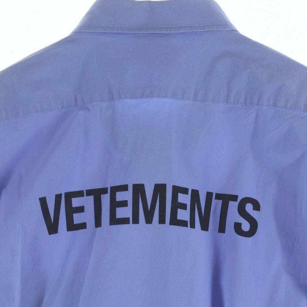 VETEMENTS(ヴェトモン) 18SS バックロゴプリント オーバーサイズ 長袖シャツ ブルー MSS18SH13