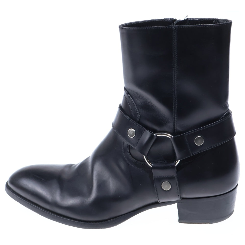 SAINT LAURENT PARIS(サンローランパリ) WYATT HARNESS RING SUEDE BOOTS ワイアットハーネスリング レザーブーツ ブラック