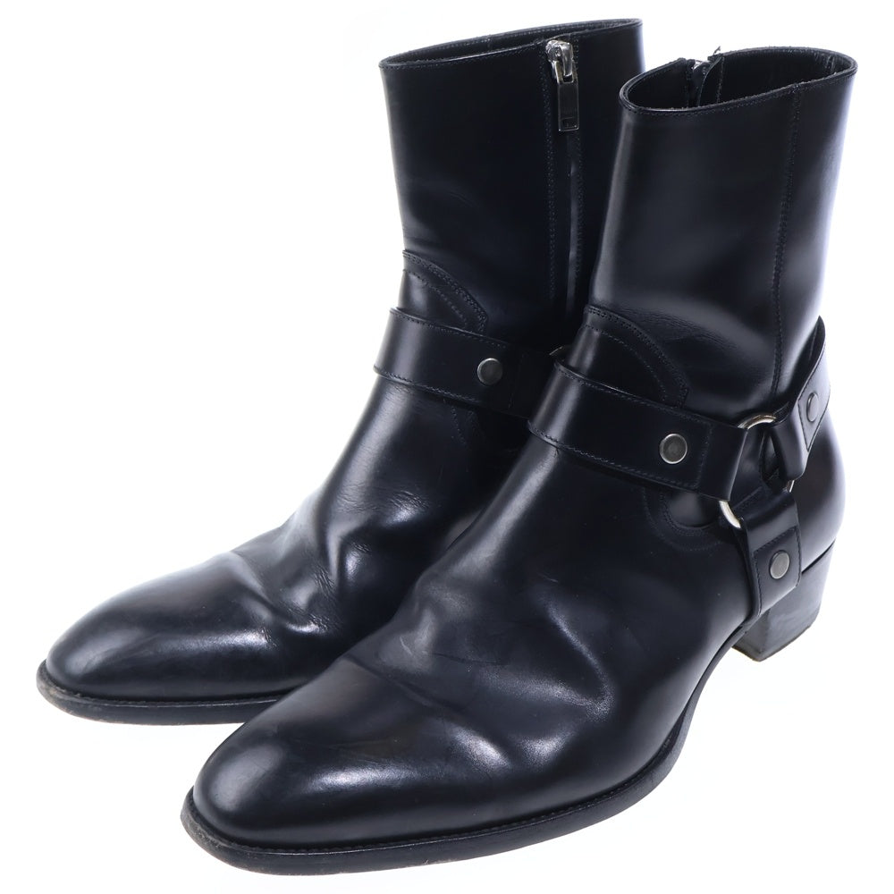 SAINT LAURENT PARIS(サンローランパリ) WYATT HARNESS RING SUEDE BOOTS ワイアットハーネスリング レザーブーツ ブラック