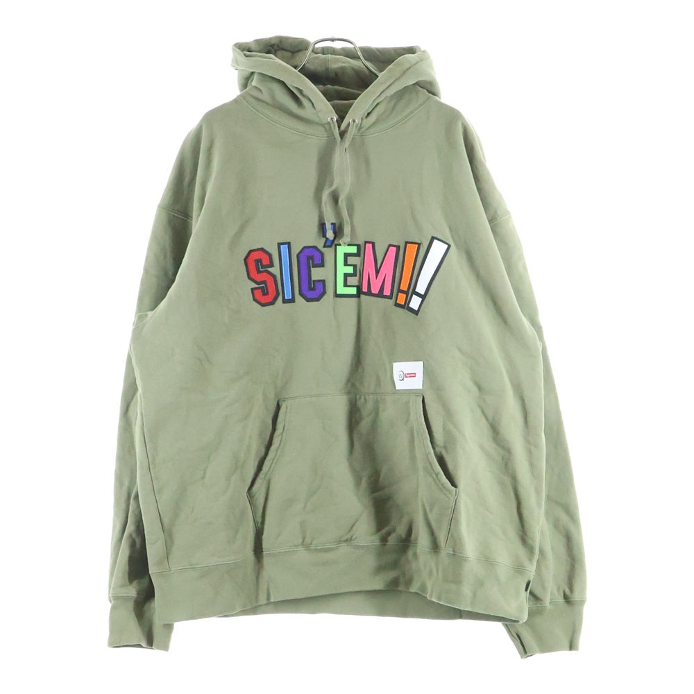 SUPREME(シュプリーム) 21AW ×WTAPS SIC'EM Hooded Sweatshirt フロント刺繍 プルオーバーパーカー スウェットフーディ カーキ