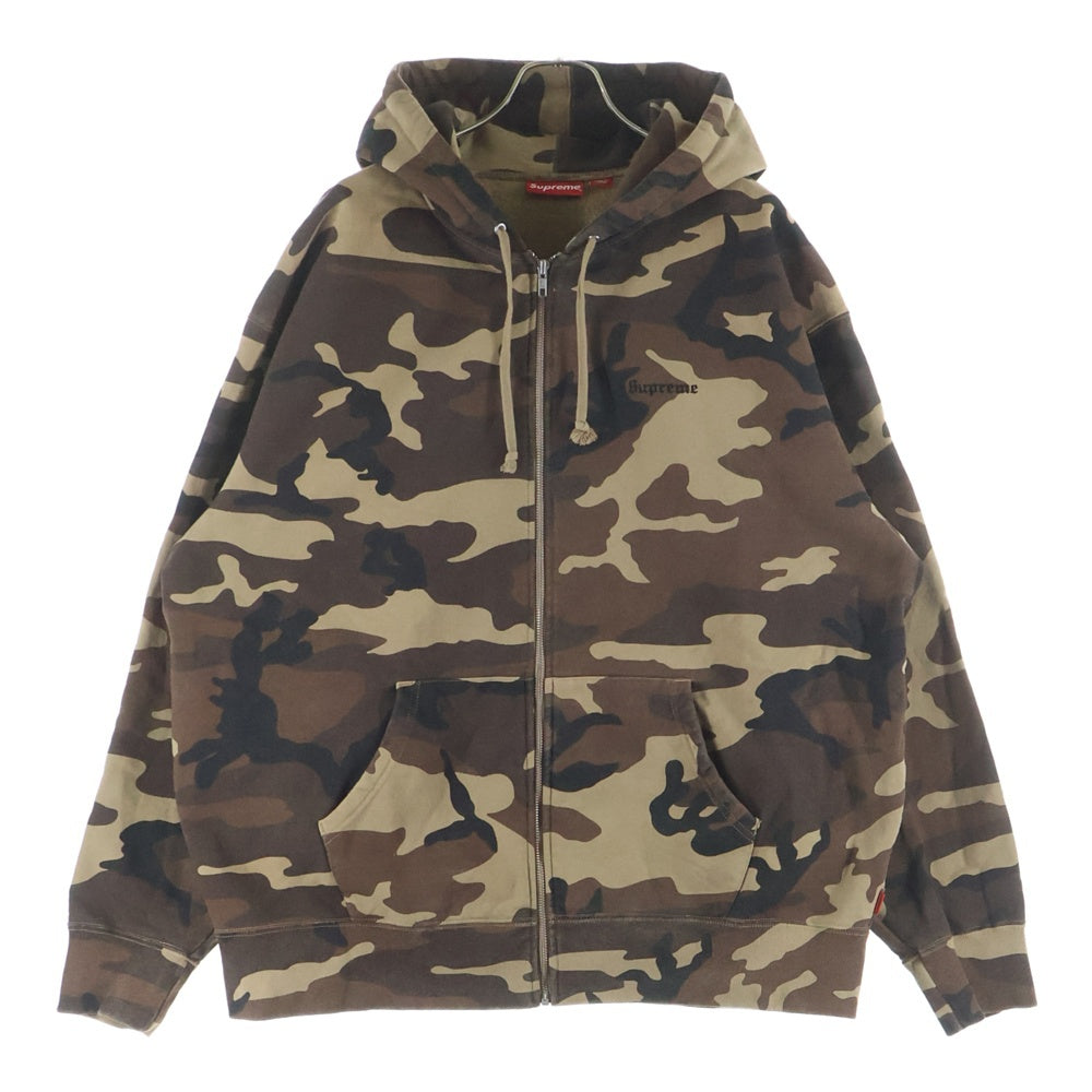 SUPREME(シュプリーム) Lakshmi Zip Up Hooded Sweatshirt ラクシュミー 刺繍 迷彩 ジップアップ スウェットフーディ ブラウン