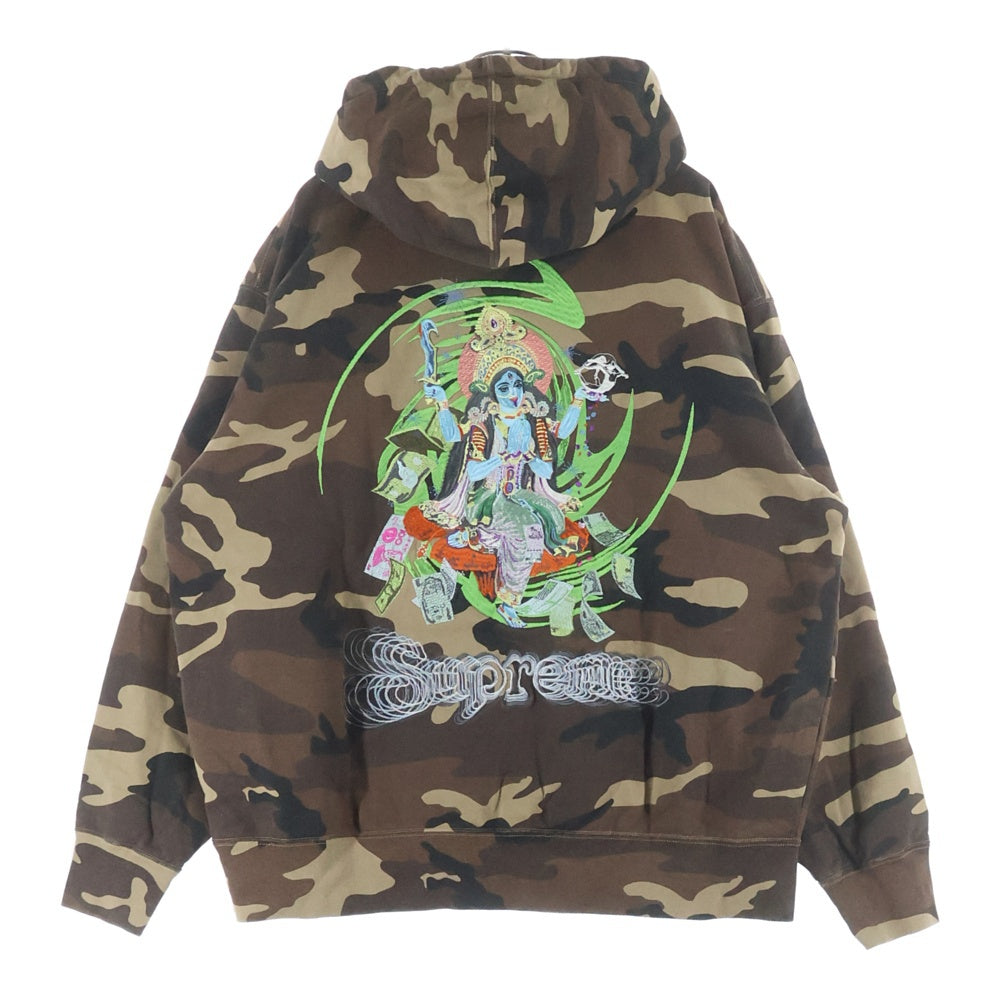SUPREME(シュプリーム) Lakshmi Zip Up Hooded Sweatshirt ラクシュミー 刺繍 迷彩 ジップアップ スウェットフーディ ブラウン