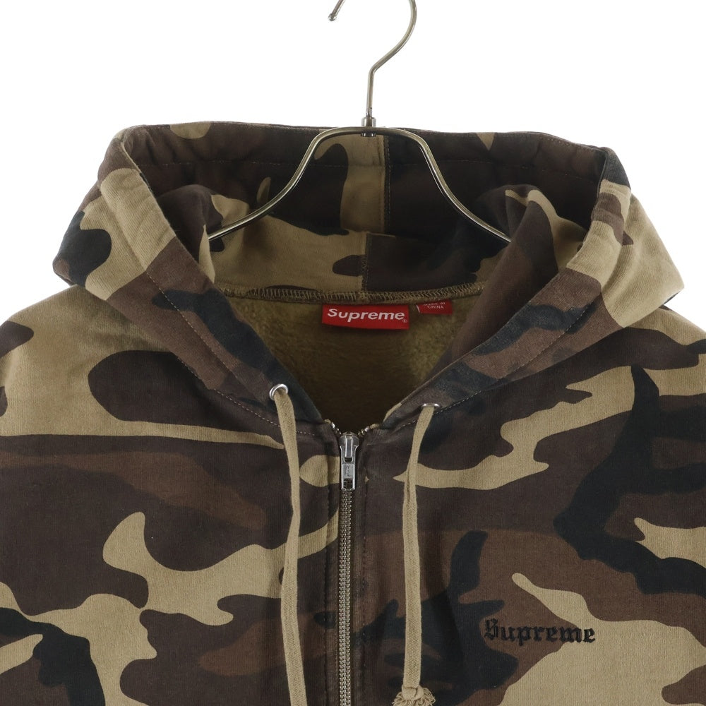 SUPREME(シュプリーム) Lakshmi Zip Up Hooded Sweatshirt ラクシュミー 刺繍 迷彩 ジップアップ スウェットフーディ ブラウン