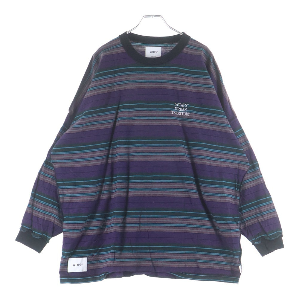 WTAPS(ダブルタップス) 22SS Long Sleeve Jam 02 Tee ジャム ロゴエンブロイダリー クルーネック長袖Tシャツ カットソー パープル 221ATDT-CSM32