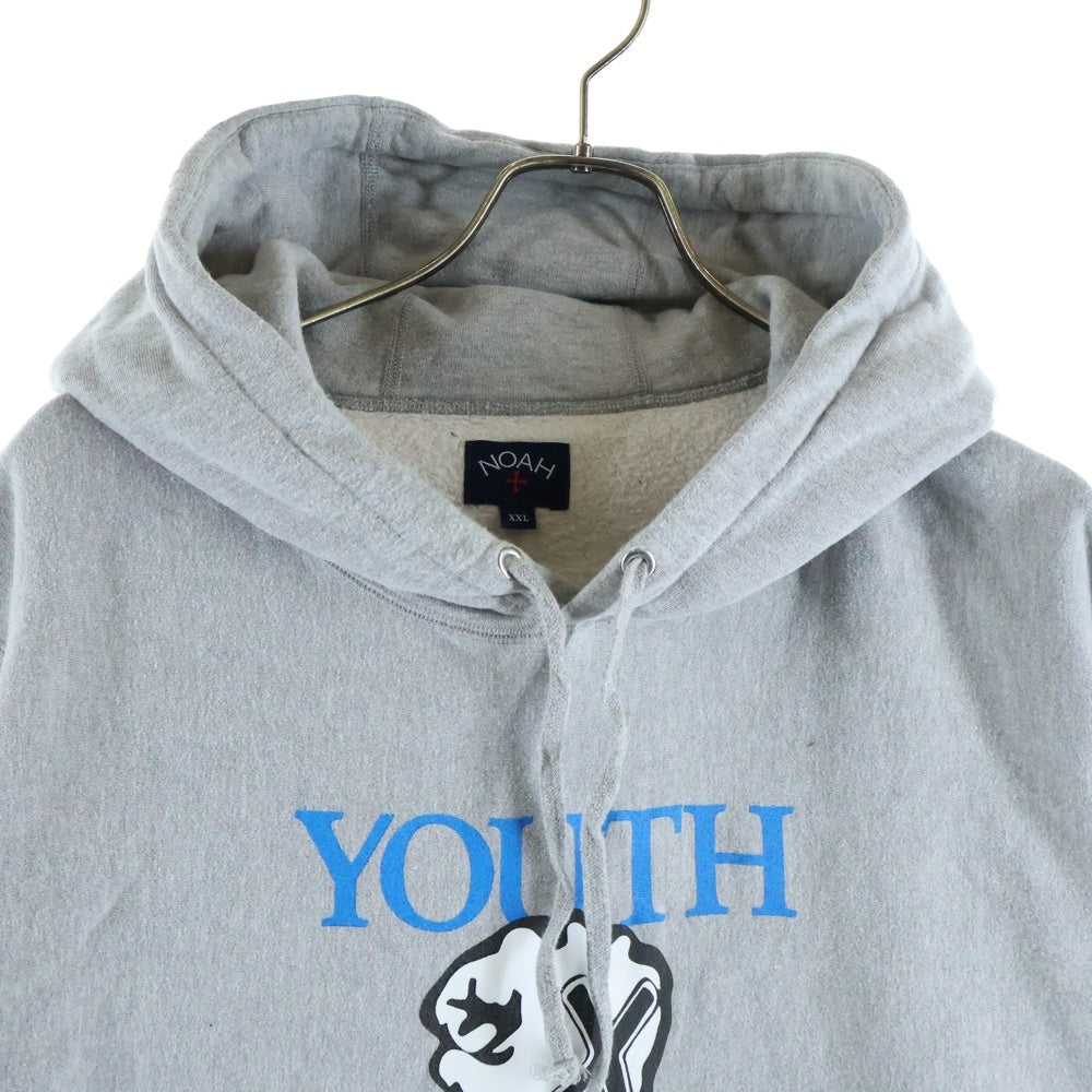 NOAH(ノア) ×YOUTH OF TODAY コラボ ユースオブトゥデイ ロゴプリント プルオーバーパーカー スウェットフーディ グレー