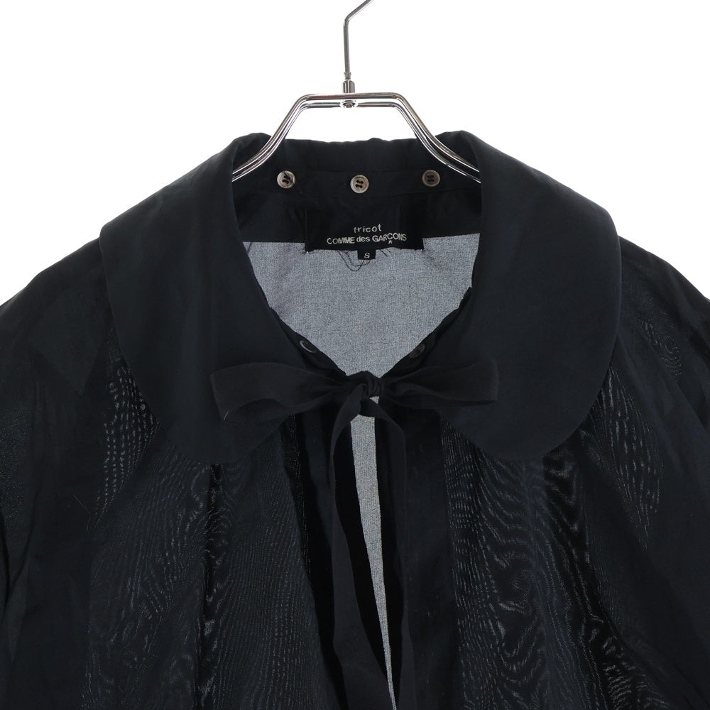 COMME des GARCONS(コムデギャルソン) 07SS デタッチャブルカラー 丸襟 リボン パフスリーブ 半袖 シャツ ブラウス ブラック レディース TS-B040