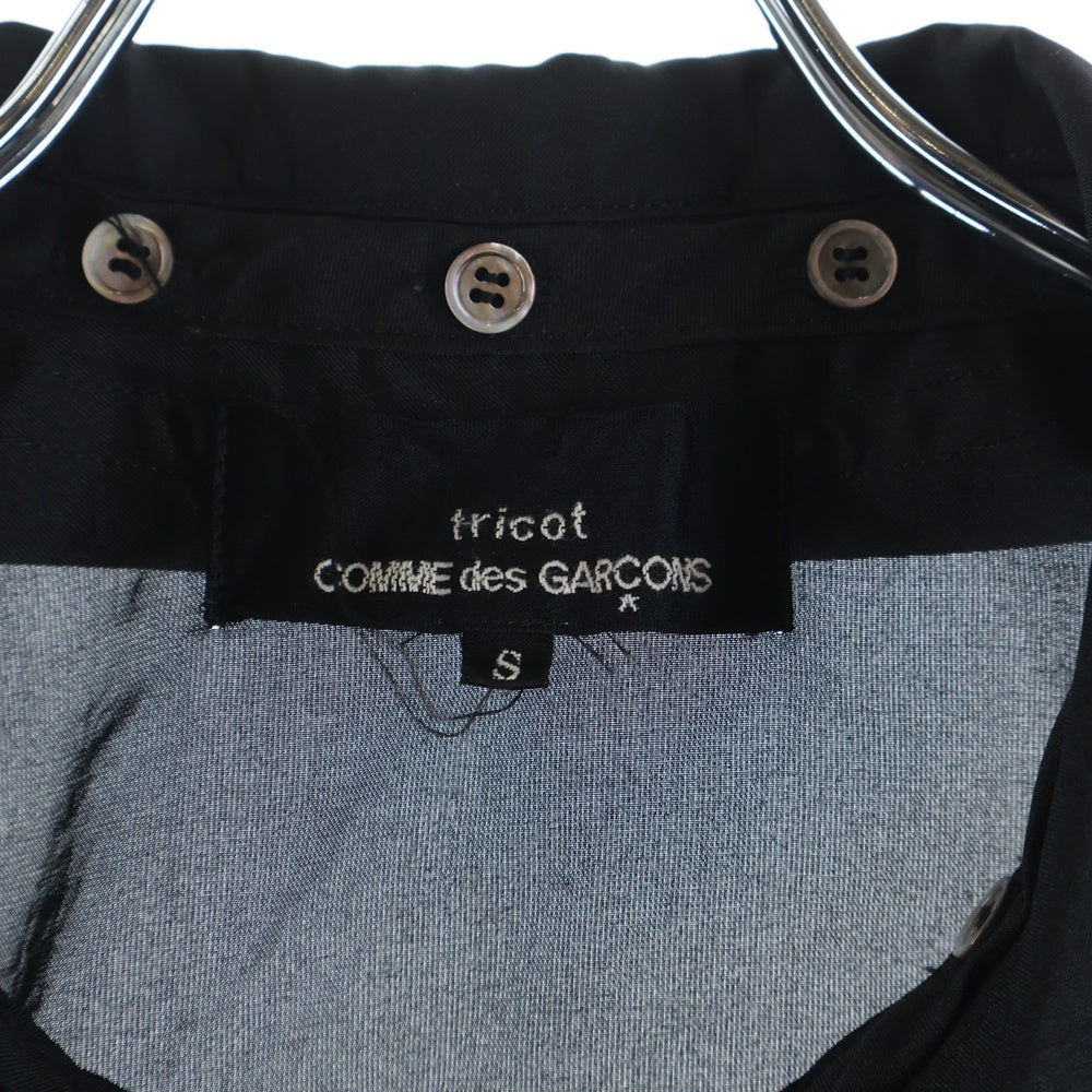 COMME des GARCONS(コムデギャルソン) 07SS デタッチャブルカラー 丸襟 リボン パフスリーブ 半袖 シャツ ブラウス ブラック レディース TS-B040
