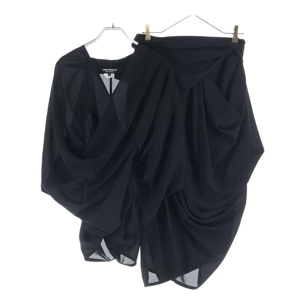 JUNYA WATANABE COMME des GARCONS(ジュンヤワタナベ コムデギャルソン) 09AW 変形 アシンメトリー ドレープ トップス スカート セット ブラック レディース JD-B017/JD-S014