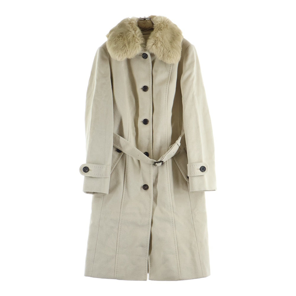 BURBERRY(バーバリー) ラビットファーカラー アンゴラウールステンカラーコート ベージュ FN146-967-42 レディース