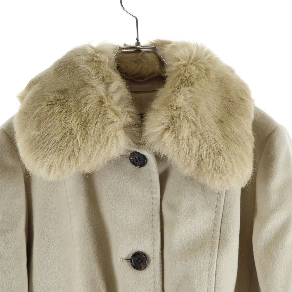 BURBERRY(バーバリー) ラビットファーカラー アンゴラウールステンカラーコート ベージュ FN146-967-42 レディース