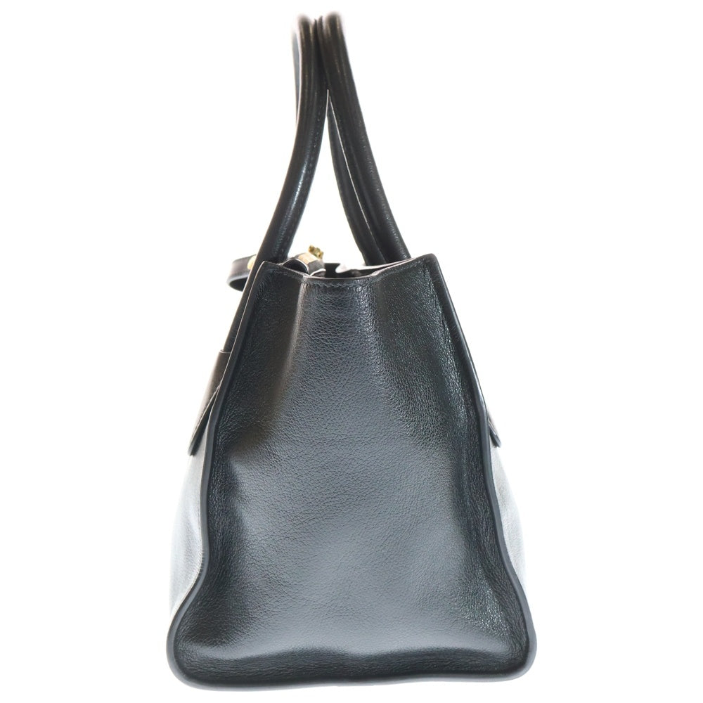 PRADA(プラダ) トライアングルロゴ レザー 2WAY ハンド ショルダーバッグ ゴールド金具 ブラック 1BG625 レディース