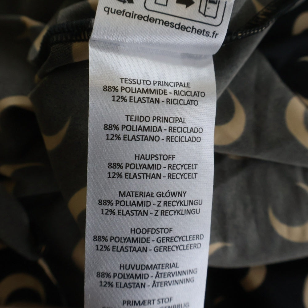 MARINE SERRE(マリーン セル) Moon Printed Jersey Second Skin Crewneck Top 月総柄 セカンドスキン クルーネックカットソー ブラック/ベージュ レディース