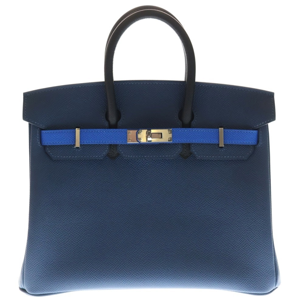 HERMES(エルメス) バーキン25 ヴォーエプソン トリコロール ディープブルー×ブルーイドラ×ブラック K刻印 シルバー金具 ハンドバッグ