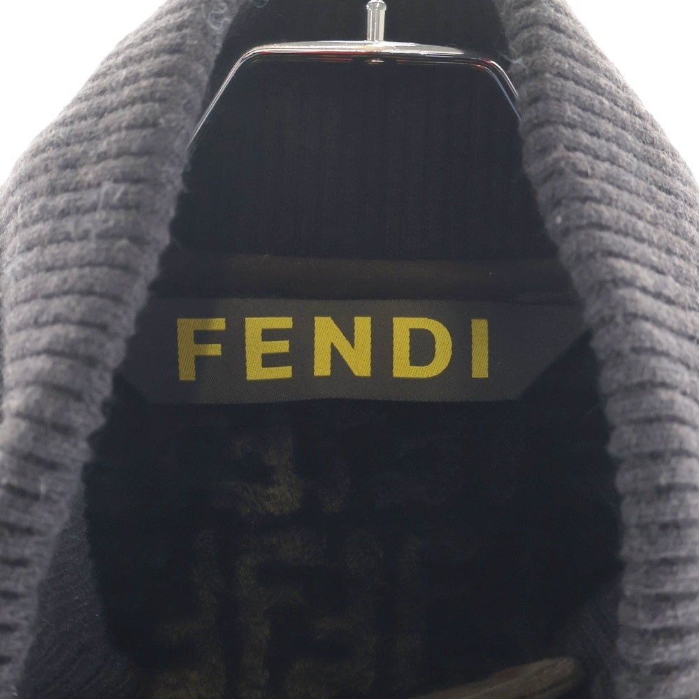 FENDI(フェンディ) ズッカ総柄ライニング スタンドカラー ムートン コート ブラウン