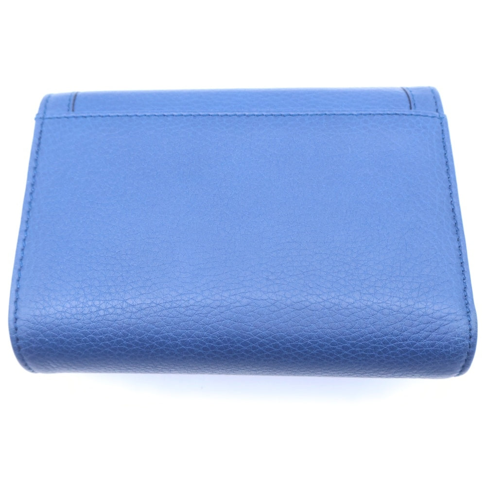 GUCCI(グッチ) バンブー 二つ折り財布 コンパクトウォレット コインケース ブルー レザー 257017 ゴールド金具 レディース