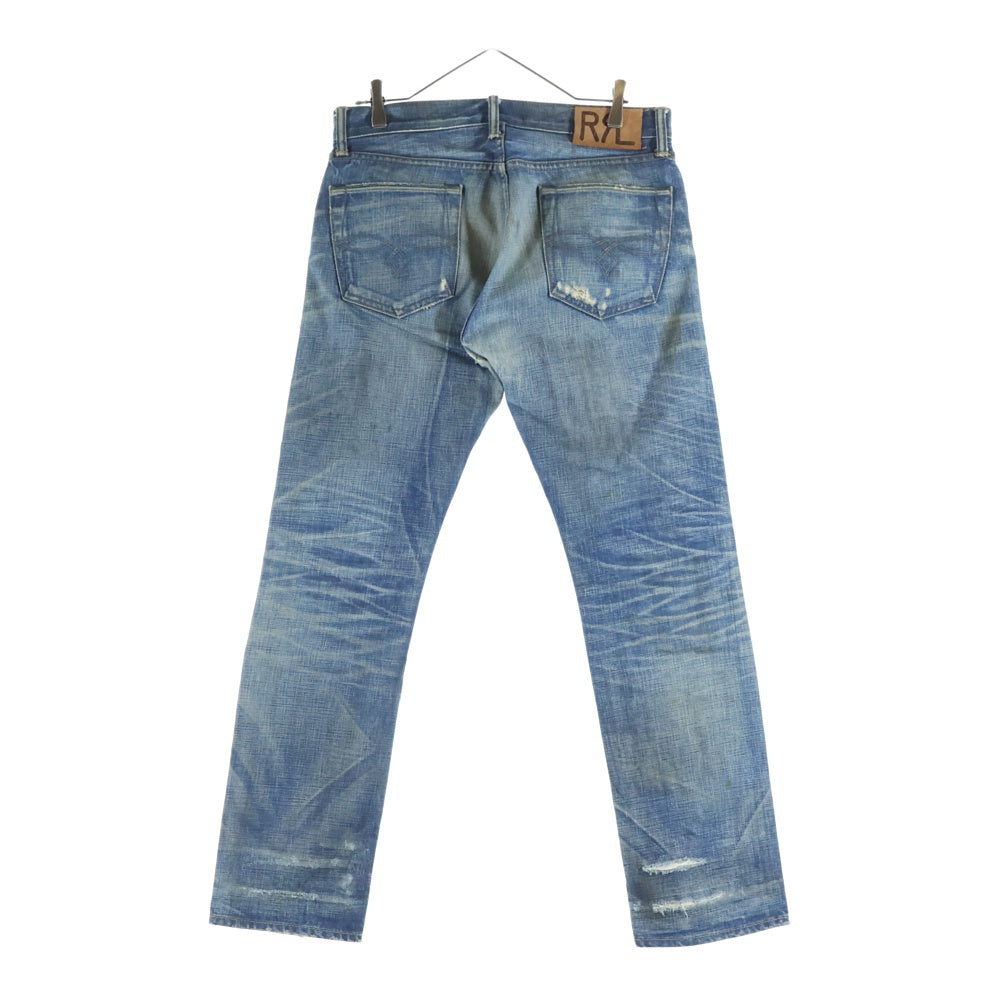 RRL(ダブルアールエル) リペア加工 ストレートデニムパンツ ジーンズ インディゴ