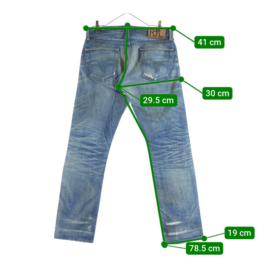 RRL(ダブルアールエル) リペア加工 ストレートデニムパンツ ジーンズ インディゴ
