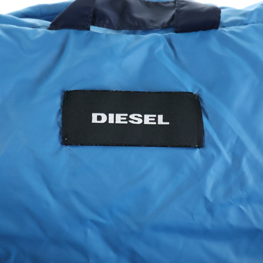DIESEL(ディーゼル) ブロッキング フーデッド 中綿 ブルゾン ブルー/ホワイト