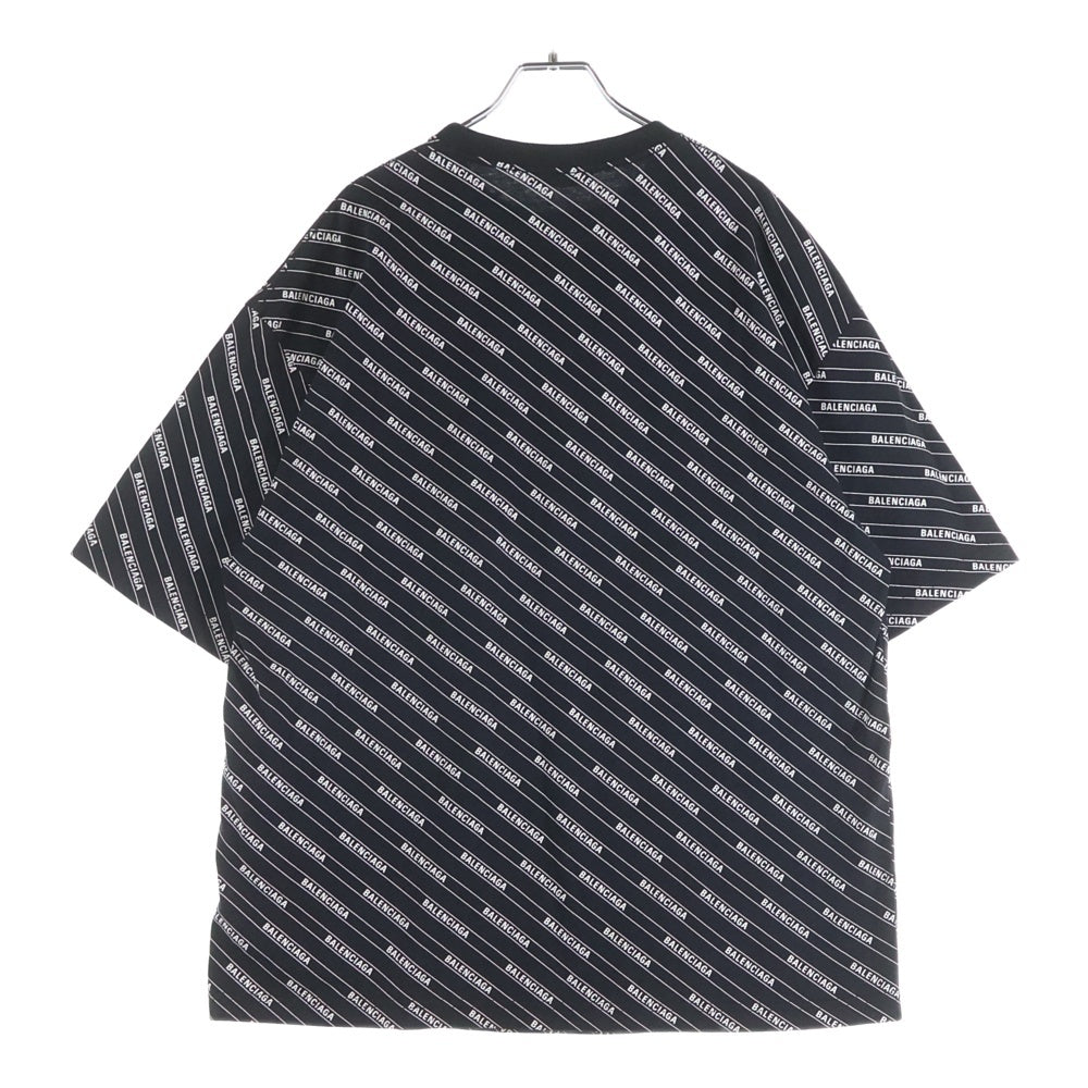 BALENCIAGA(バレンシアガ) ALL OVER LOGO LINE TEE オールオーバーロゴ ライン Tシャツ 半袖カットソー 570805 TEV54 ブラック