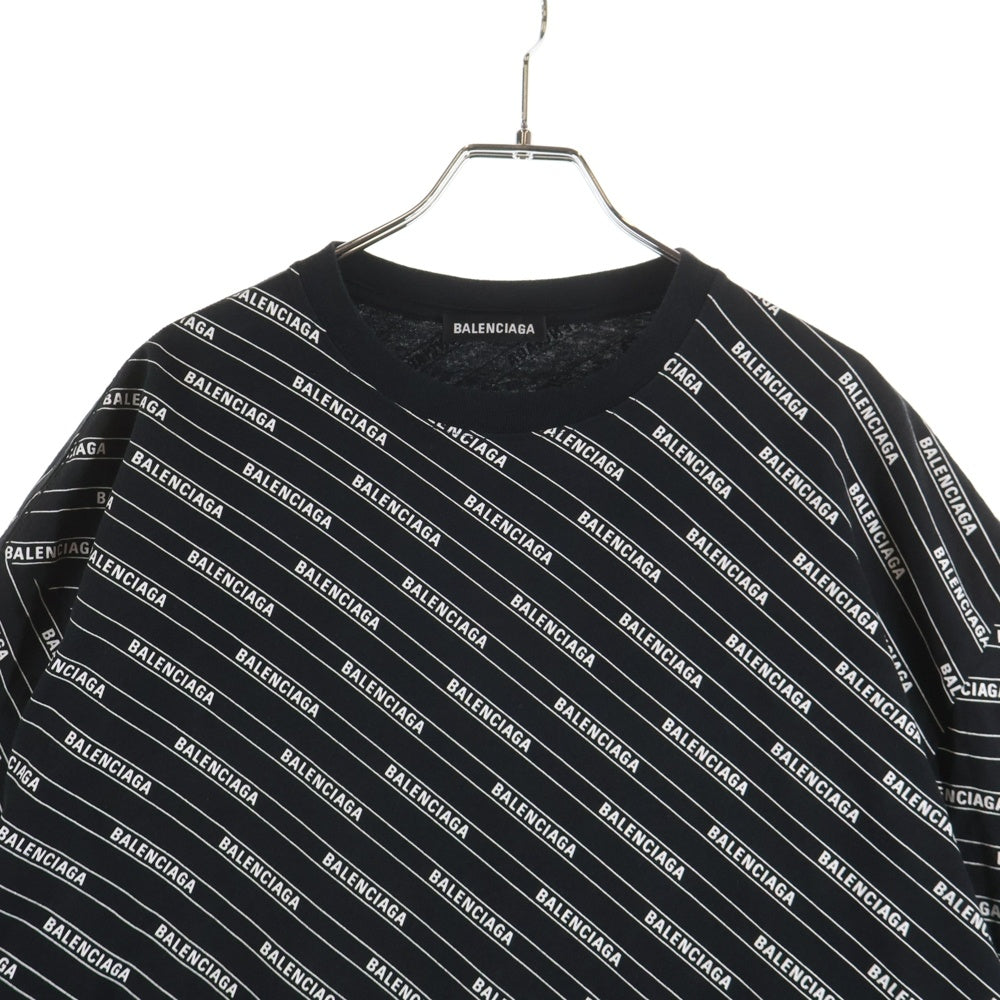 BALENCIAGA(バレンシアガ) ALL OVER LOGO LINE TEE オールオーバーロゴ ライン Tシャツ 半袖カットソー 570805 TEV54 ブラック