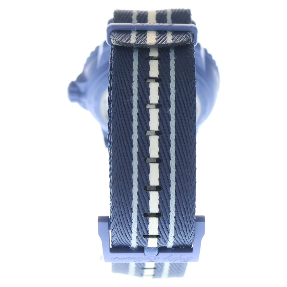 SWATCH(スウォッチ) Blancpain x Swatch Bioceramic Fathoms Atlantic Ocean 青文字盤 CE×ナイロン/AT 自動巻き 腕時計