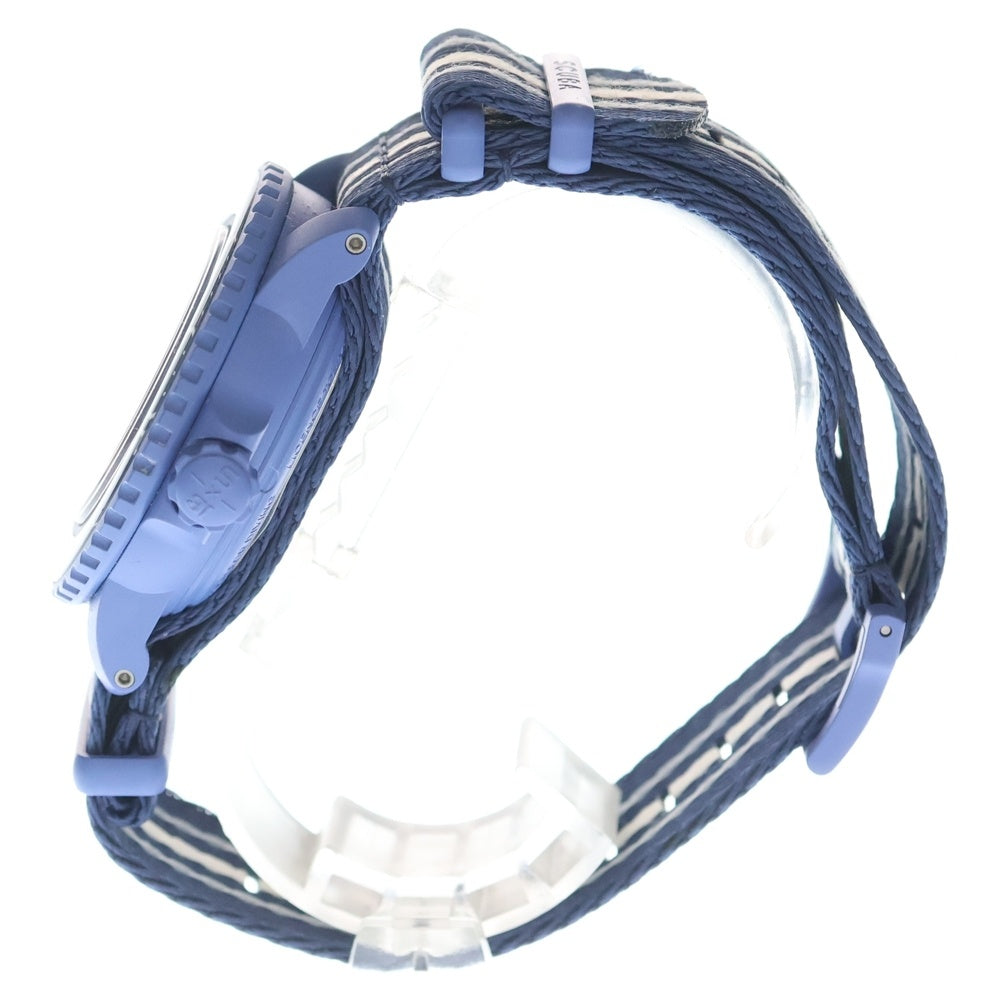 SWATCH(スウォッチ) Blancpain x Swatch Bioceramic Fathoms Atlantic Ocean 青文字盤 CE×ナイロン/AT 自動巻き 腕時計