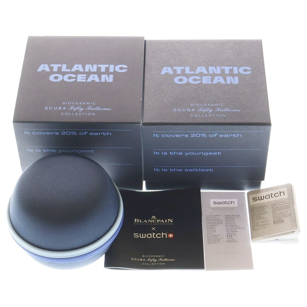 SWATCH(スウォッチ) Blancpain x Swatch Bioceramic Fathoms Atlantic Ocean 青文字盤 CE×ナイロン/AT 自動巻き 腕時計