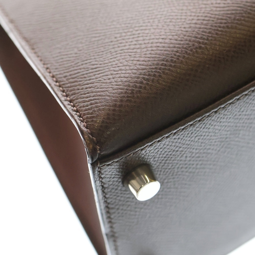 HERMES(エルメス) ケリー28 外縫い ルージュセリエ エプソン 2wayハンドバッグ ショルダーバッグ シルバー金具 □L刻印 レディース