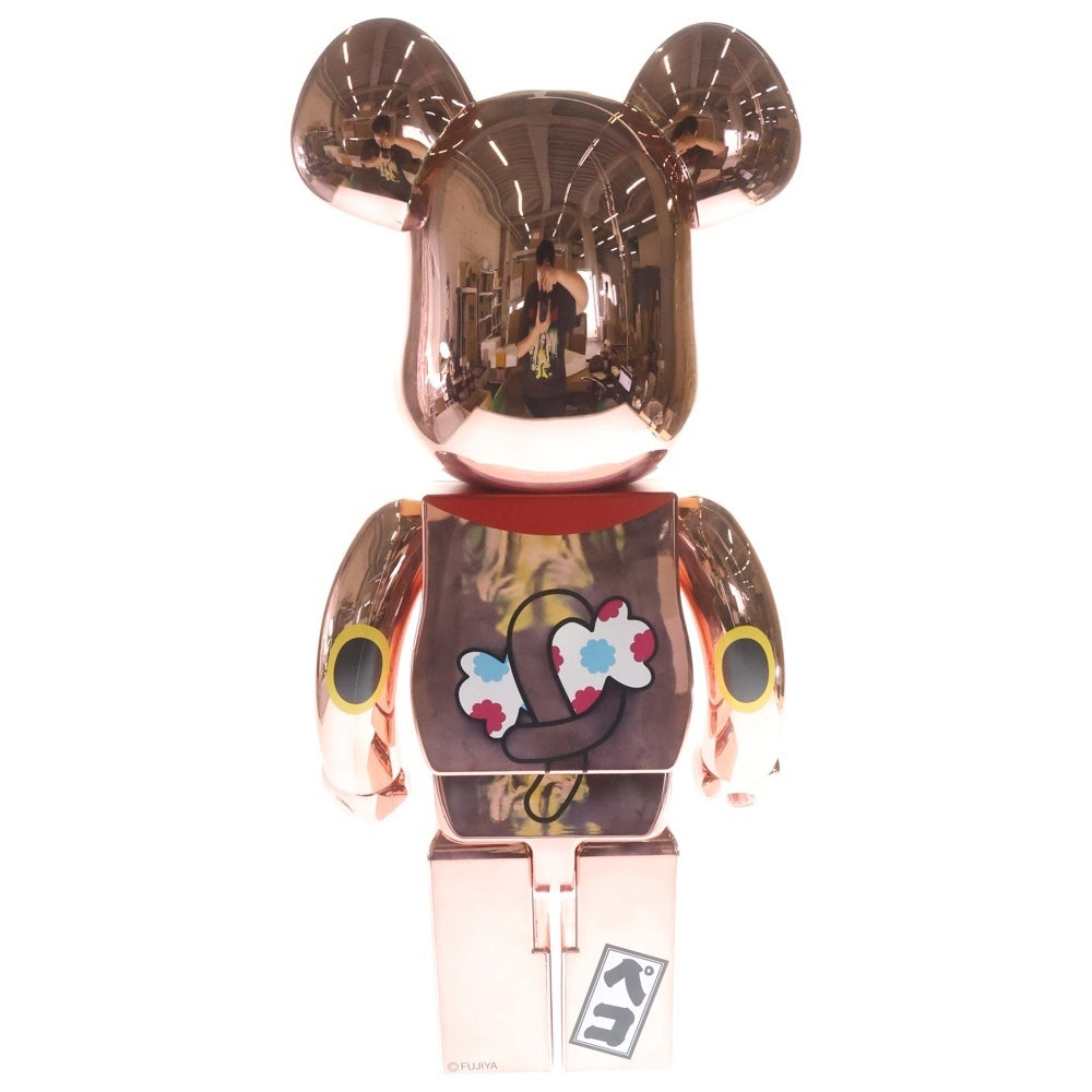 BE@RBRICK(ベアブリック) ×不二家 ペコちゃん 招き猫 金運ダブル小判 桃金メッキ 1000% フィギュア 人形 ピンクゴールド 箱