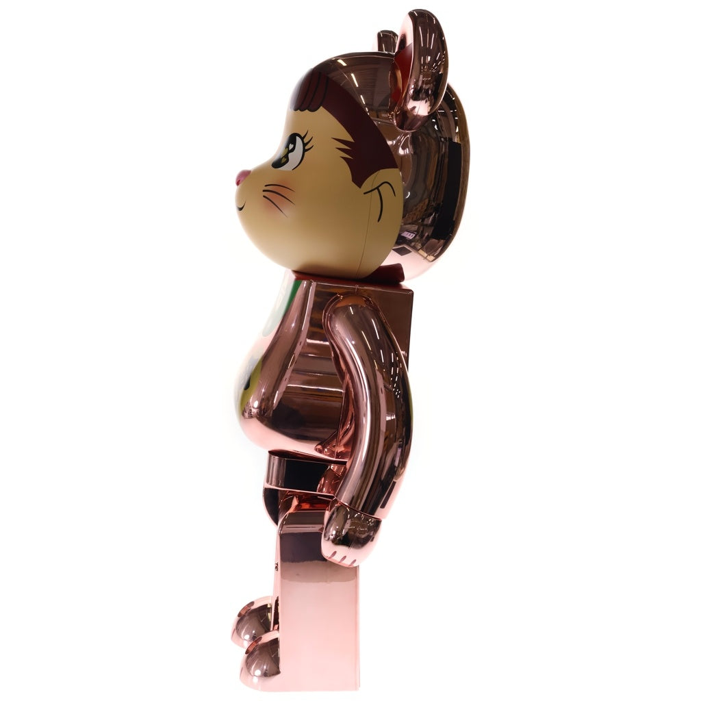 BE@RBRICK(ベアブリック) ×不二家 ペコちゃん 招き猫 金運ダブル小判 桃金メッキ 1000% フィギュア 人形 ピンクゴールド 箱