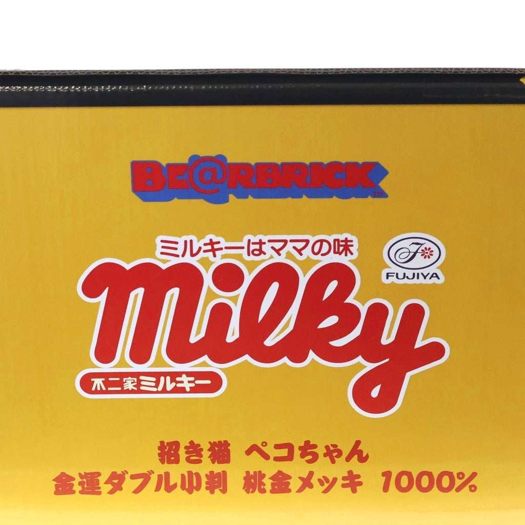 BE@RBRICK(ベアブリック) ×不二家 ペコちゃん 招き猫 金運ダブル小判 桃金メッキ 1000% フィギュア 人形 ピンクゴールド 箱