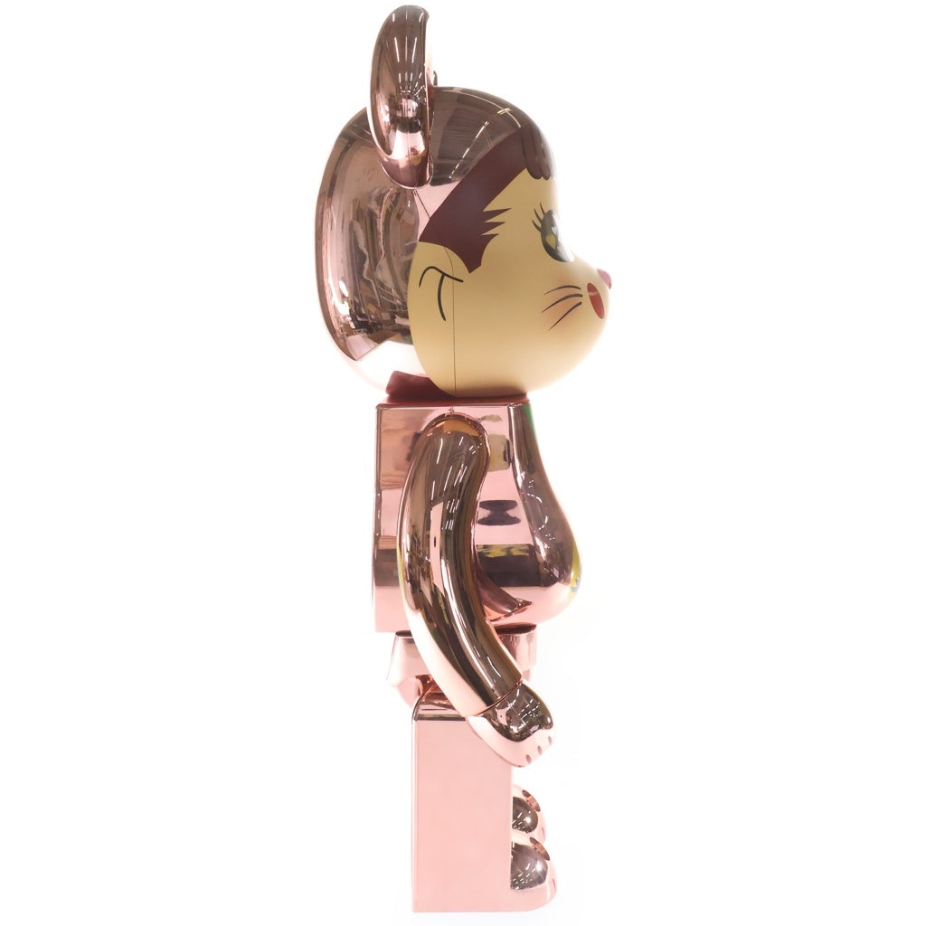 BE@RBRICK(ベアブリック) ×不二家 ペコちゃん 招き猫 金運ダブル小判 桃金メッキ 1000% フィギュア 人形 ピンクゴールド 箱