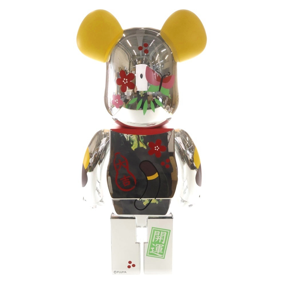 BE@RBRICK(ベアブリック) ×不二家 ペコちゃん 招き猫 福銀メッキ 1000% フィギュア 人形 シルバー 箱